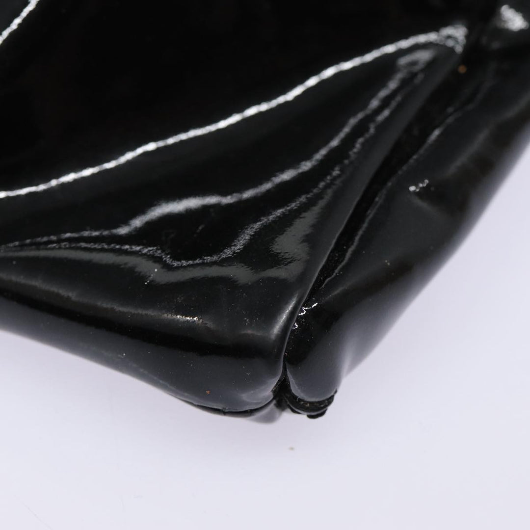 Celine Chain Shoulder Bag Enamel Black Silver Auth yk14305