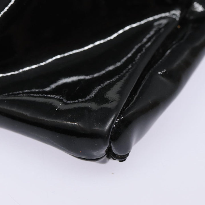 Celine Chain Shoulder Bag Enamel Black Silver Auth yk14305