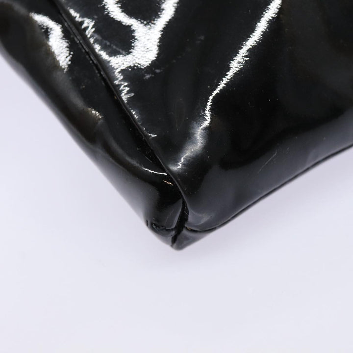 Celine Chain Shoulder Bag Enamel Black Silver Auth yk14305