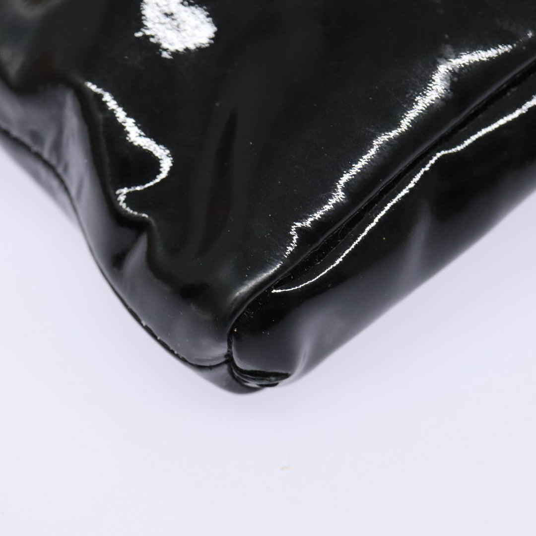Celine Chain Shoulder Bag Enamel Black Silver Auth yk14305