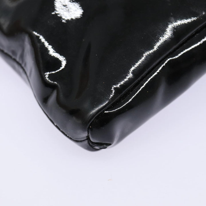 Celine Chain Shoulder Bag Enamel Black Silver Auth yk14305