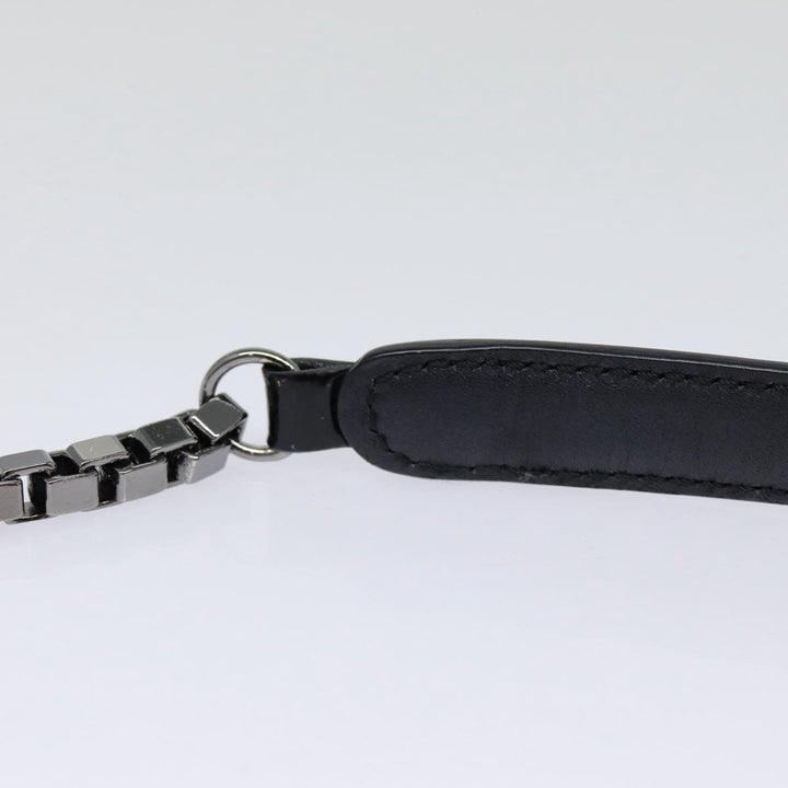 Celine Chain Shoulder Bag Enamel Black Silver Auth yk14305