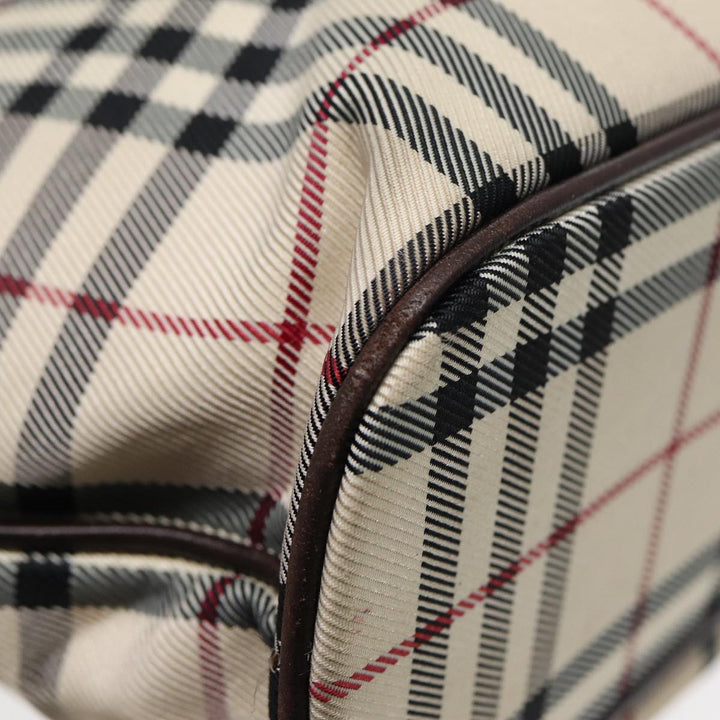 Burberry Nova Check Hand Bag Canvas Beige Silver Auth yk14318