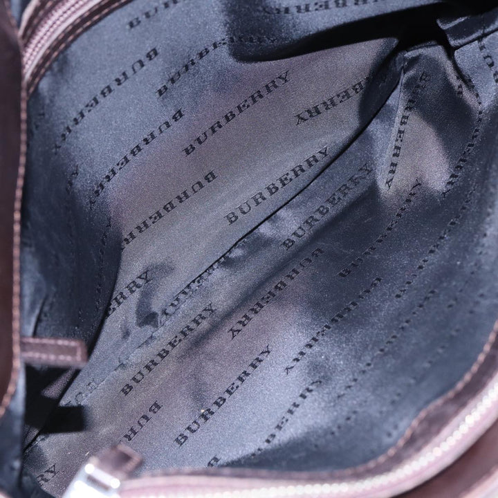 Burberry Nova Check Hand Bag Canvas Beige Silver Auth yk14318