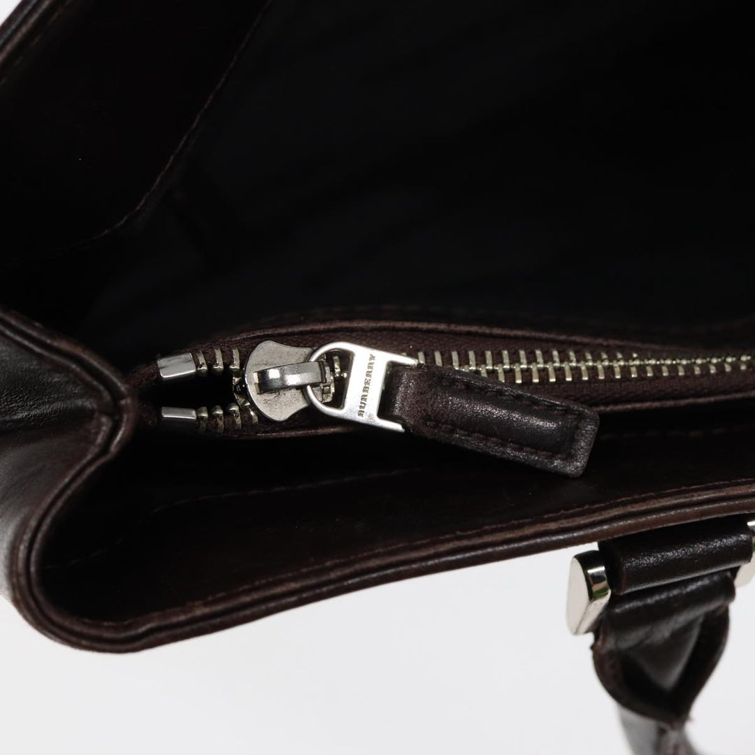 Burberry Nova Check Hand Bag Canvas Beige Silver Auth yk14318