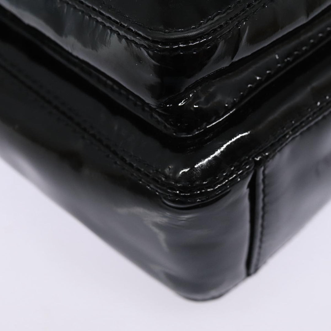 Top Quality Chanel COCO Mark Shoulder Bag Enamel Black Silver CC Auth yk14331