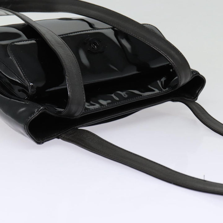 Top Quality Chanel COCO Mark Shoulder Bag Enamel Black Silver CC Auth yk14331