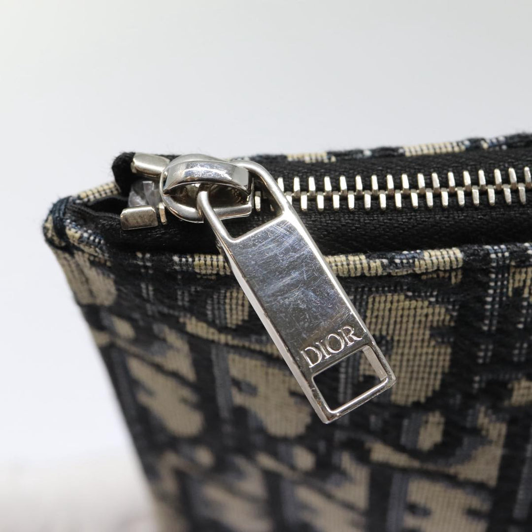 CHRISTIAN Top quality Dior Trotter Canvas Clutch Bag Navy Silver Auth yk14332