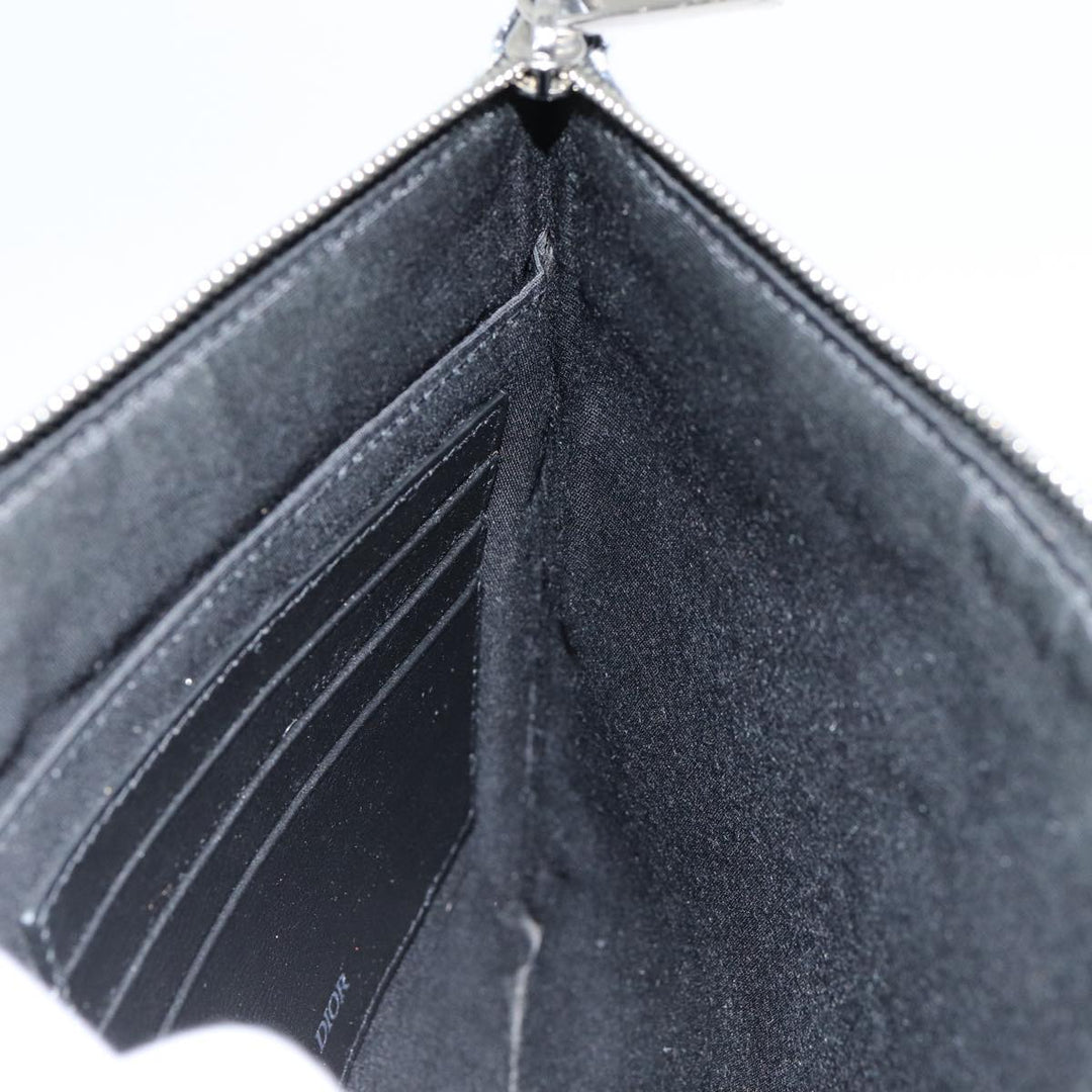 CHRISTIAN Top quality Dior Trotter Canvas Clutch Bag Navy Silver Auth yk14332