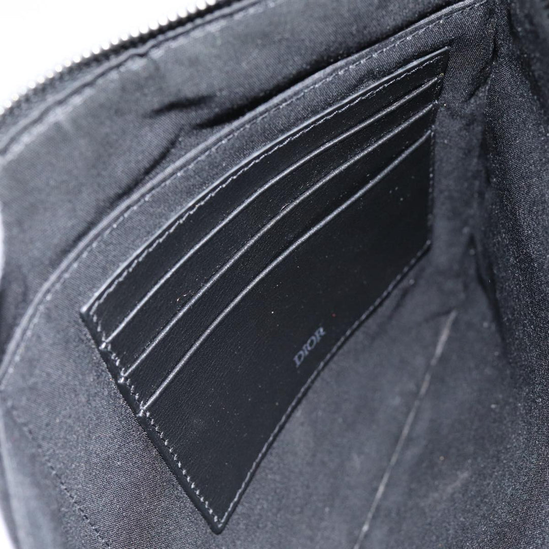 CHRISTIAN Top quality Dior Trotter Canvas Clutch Bag Navy Silver Auth yk14332