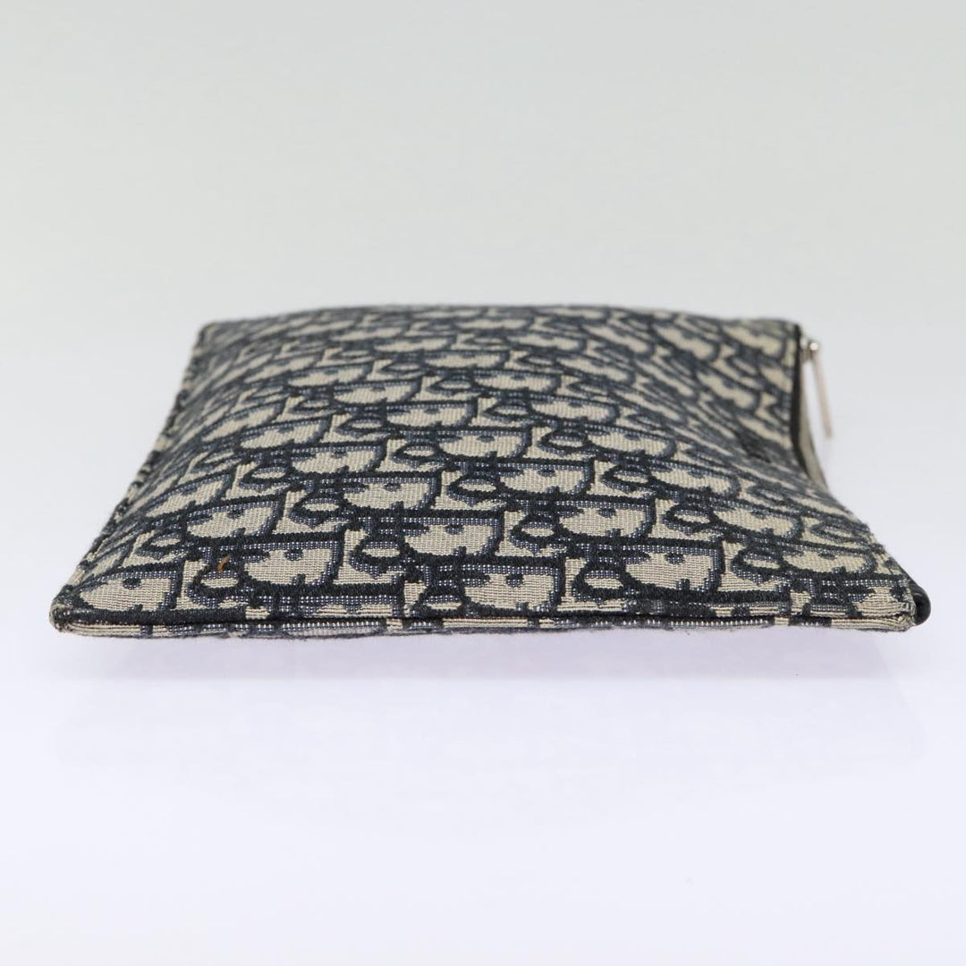 CHRISTIAN Top quality Dior Trotter Canvas Clutch Bag Navy Silver Auth yk14332