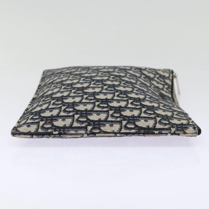 CHRISTIAN Top quality Dior Trotter Canvas Clutch Bag Navy Silver Auth yk14332