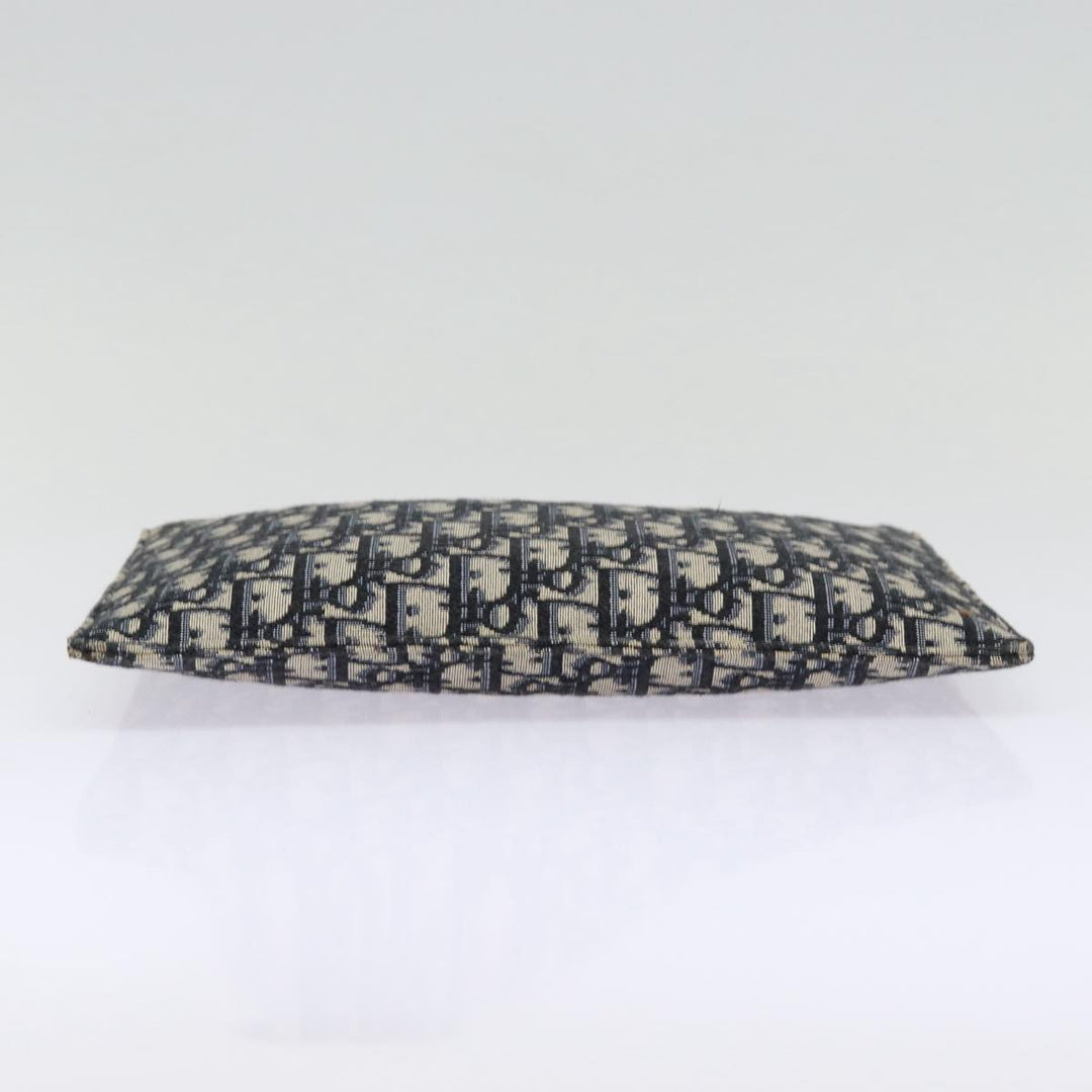 CHRISTIAN Top quality Dior Trotter Canvas Clutch Bag Navy Silver Auth yk14332