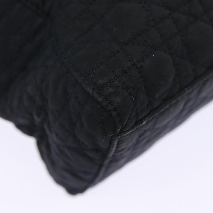 CHRISTIAN Top quality Dior Lady Top quality Dior Canage Hand Bag Nylon Black Gold Auth yk14341