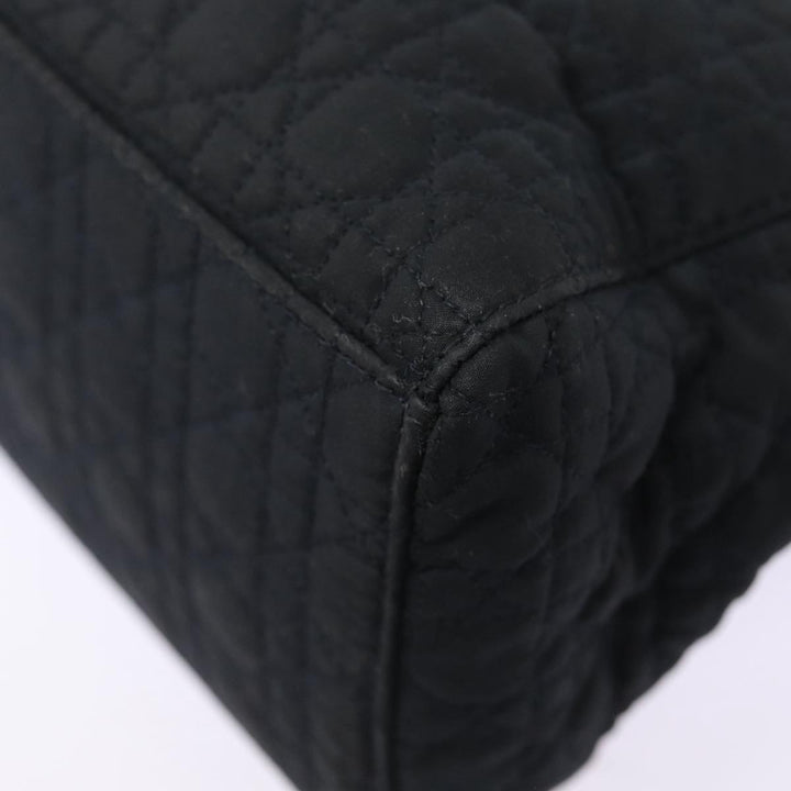 CHRISTIAN Top quality Dior Lady Top quality Dior Canage Hand Bag Nylon Black Gold Auth yk14341