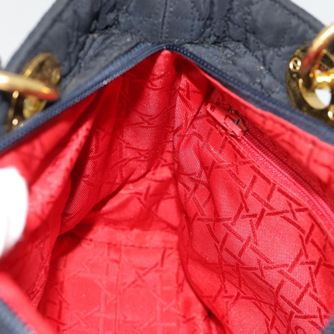 CHRISTIAN Top quality Dior Lady Top quality Dior Canage Hand Bag Nylon Black Gold Auth yk14341