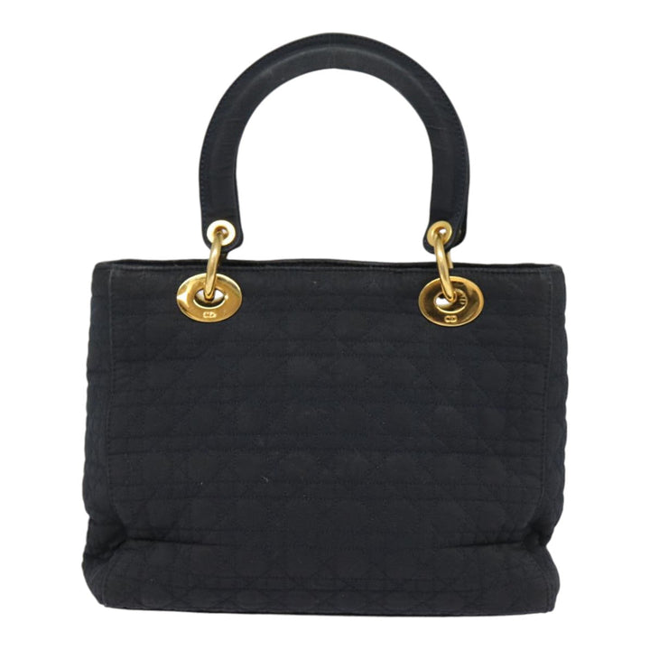 CHRISTIAN Top quality Dior Lady Top quality Dior Canage Hand Bag Nylon Black Gold Auth yk14341