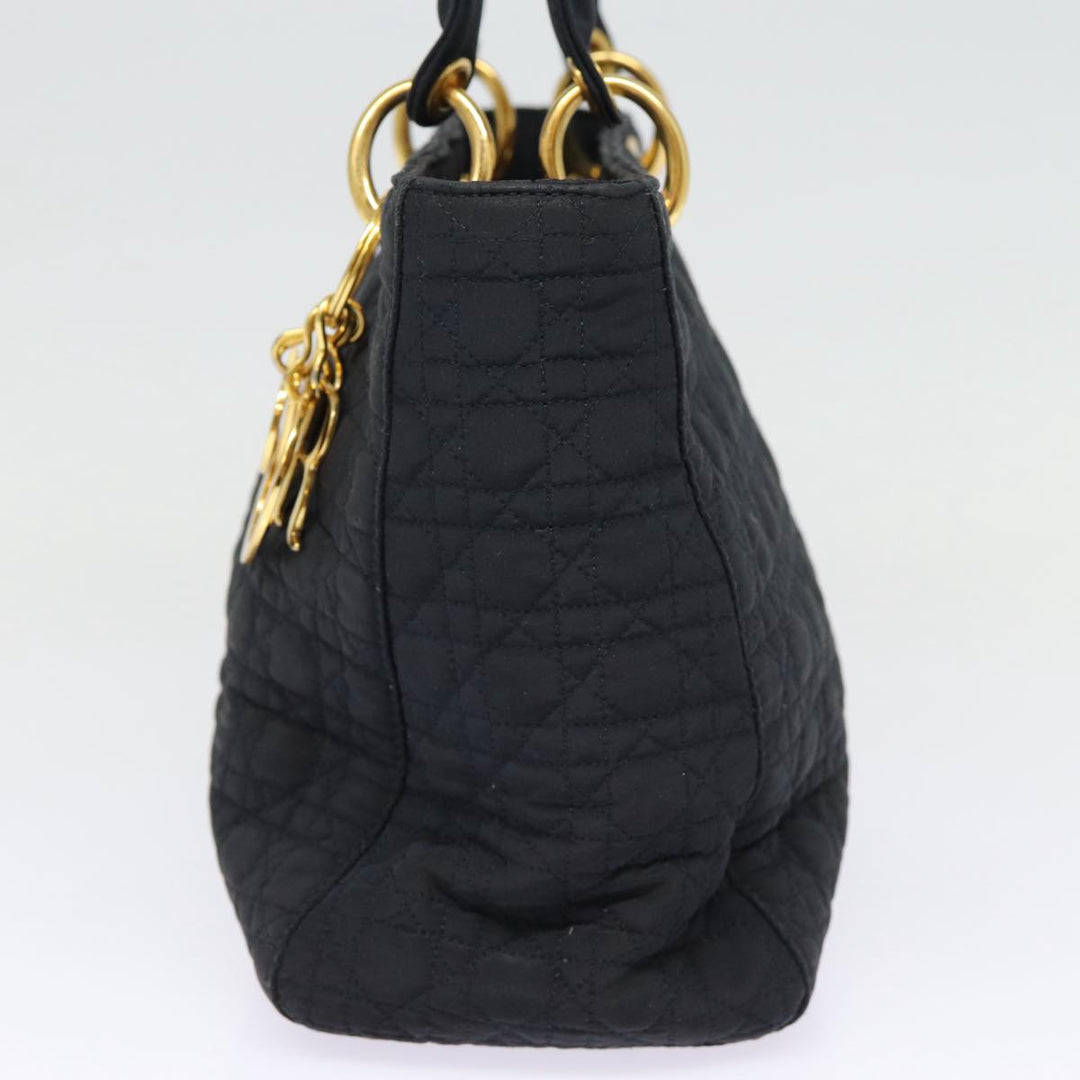 CHRISTIAN Top quality Dior Lady Top quality Dior Canage Hand Bag Nylon Black Gold Auth yk14341