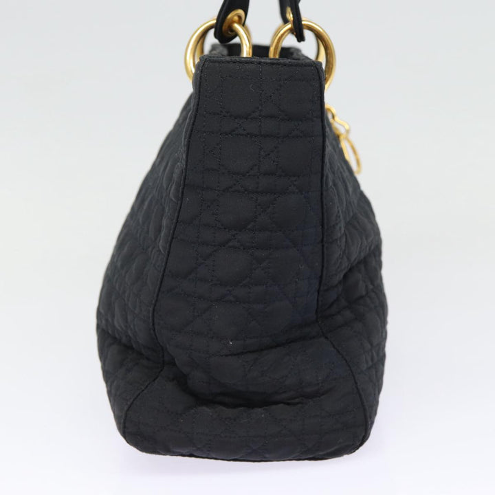 CHRISTIAN Top quality Dior Lady Top quality Dior Canage Hand Bag Nylon Black Gold Auth yk14341