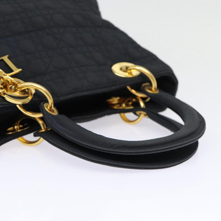 CHRISTIAN Top quality Dior Lady Top quality Dior Canage Hand Bag Nylon Black Gold Auth yk14341
