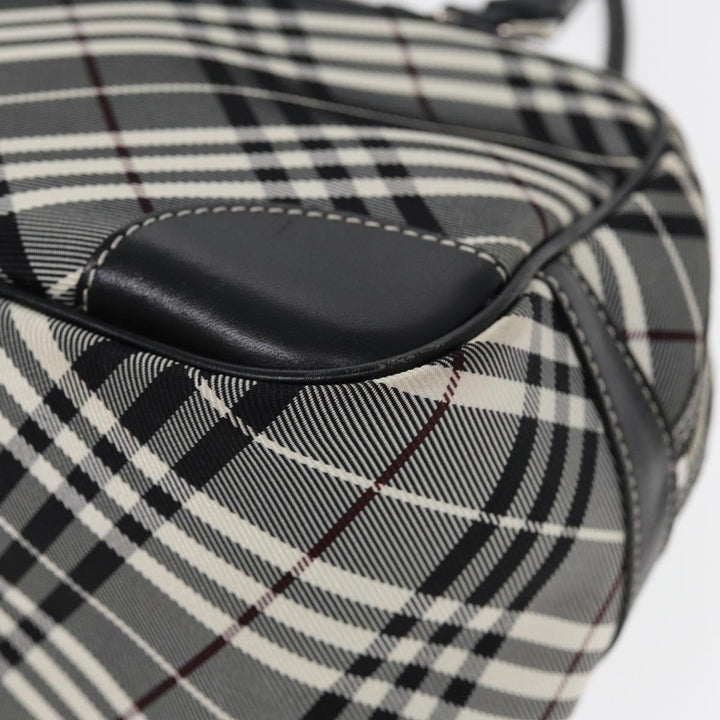 Burberry Nova Check Blue Label Hand Bag Nylon Black Silver Auth yk14350