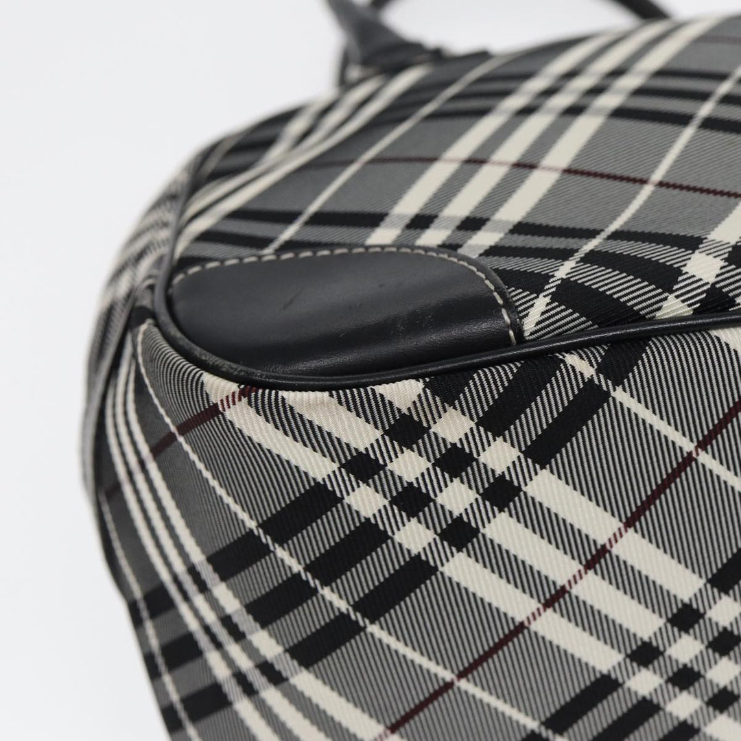 Burberry Nova Check Blue Label Hand Bag Nylon Black Silver Auth yk14350