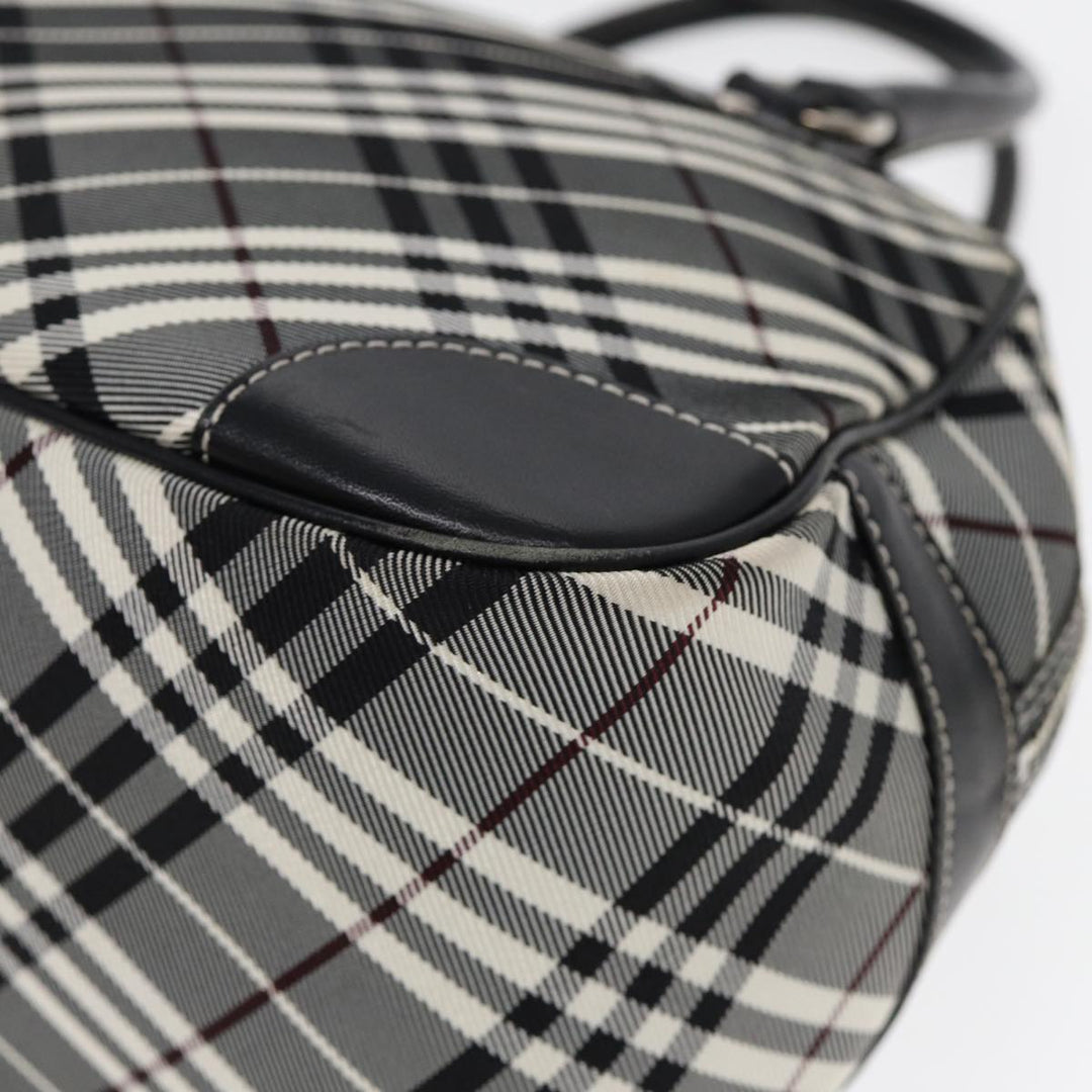 Burberry Nova Check Blue Label Hand Bag Nylon Black Silver Auth yk14350