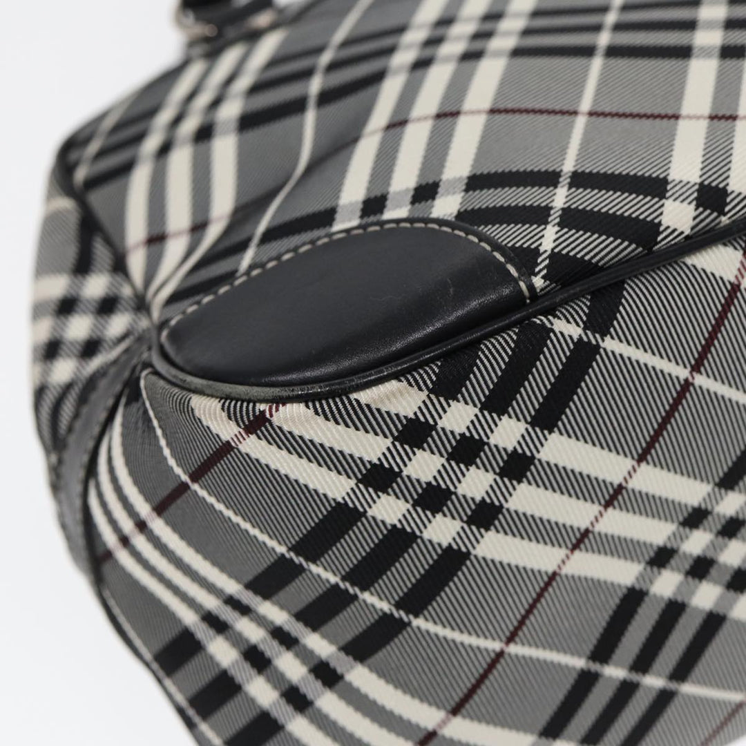 Burberry Nova Check Blue Label Hand Bag Nylon Black Silver Auth yk14350