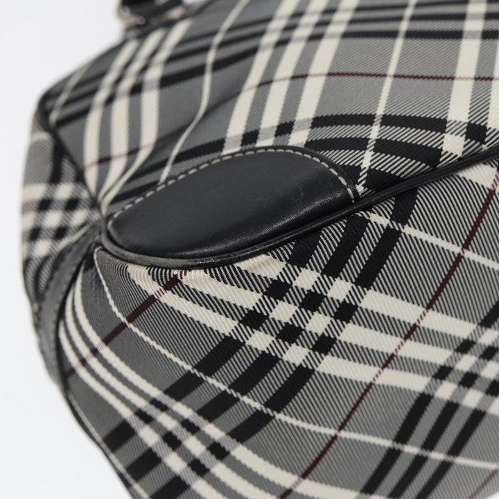 Burberry Nova Check Blue Label Hand Bag Nylon Black Silver Auth yk14350