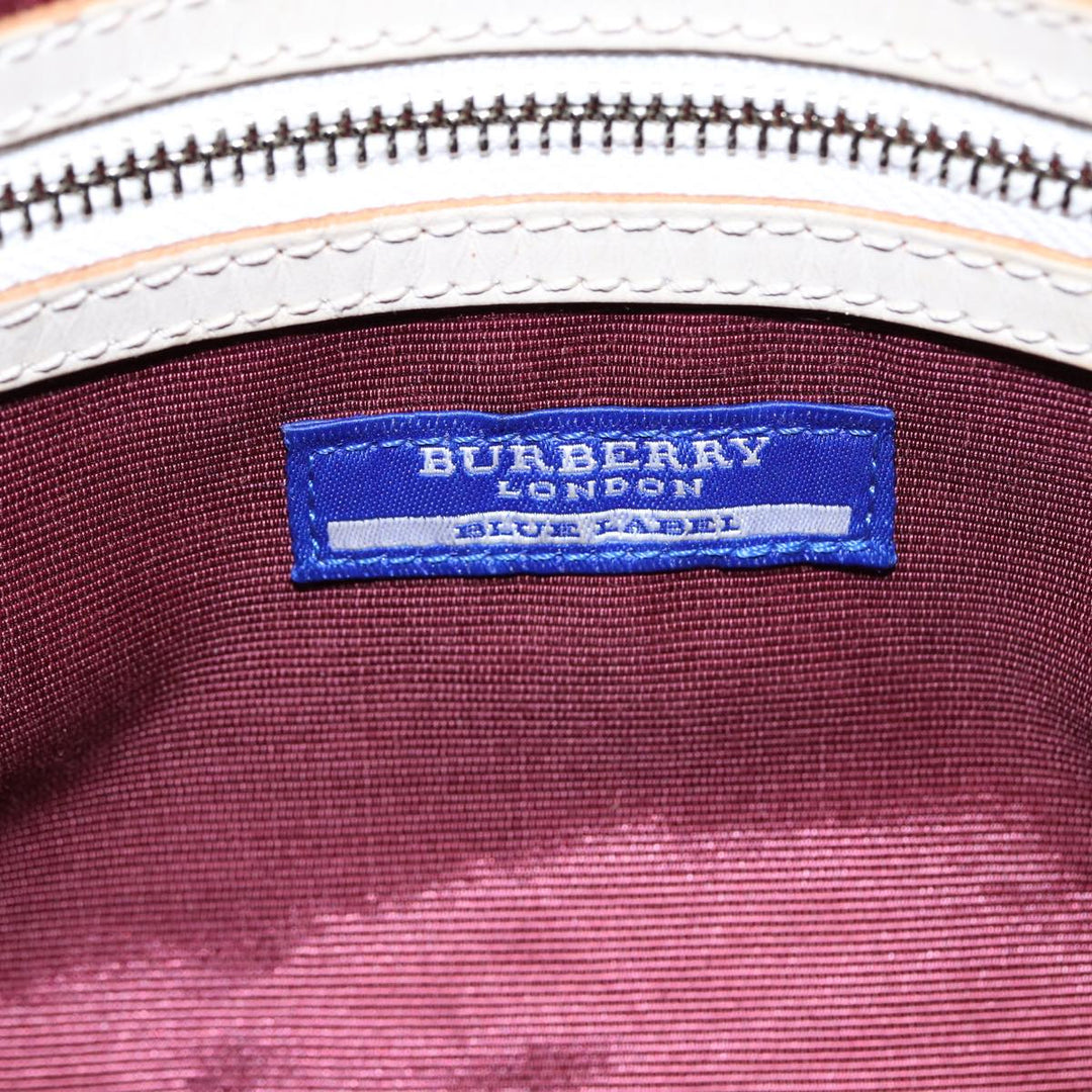 Burberry Nova Check Blue Label Hand Bag Nylon Black Silver Auth yk14350