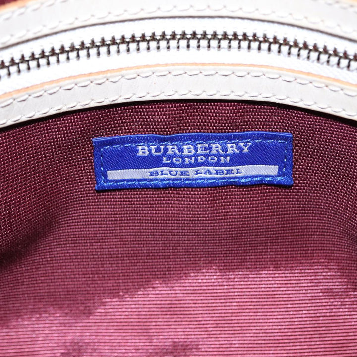Burberry Nova Check Blue Label Hand Bag Nylon Black Silver Auth yk14350