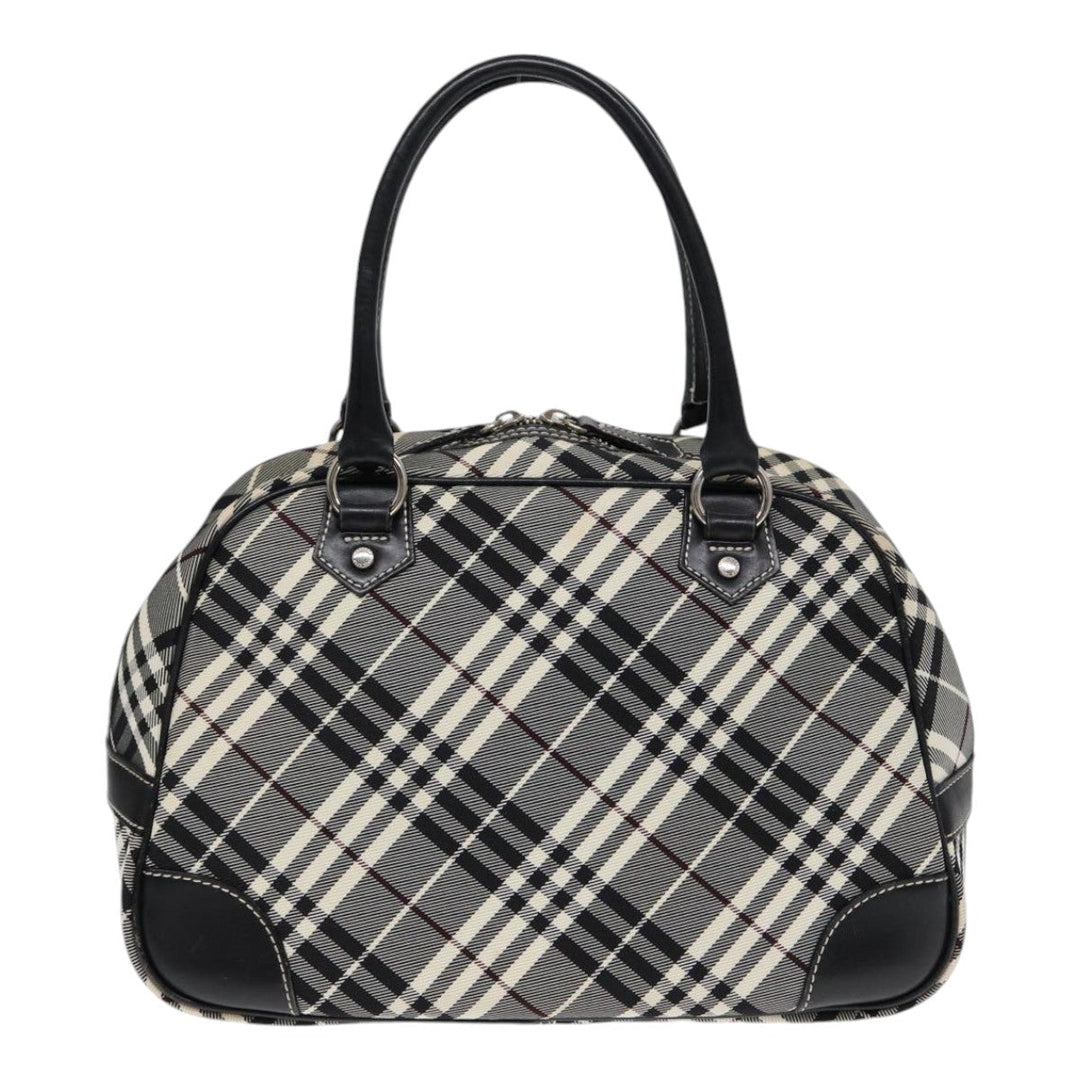 Burberry Nova Check Blue Label Hand Bag Nylon Black Silver Auth yk14350