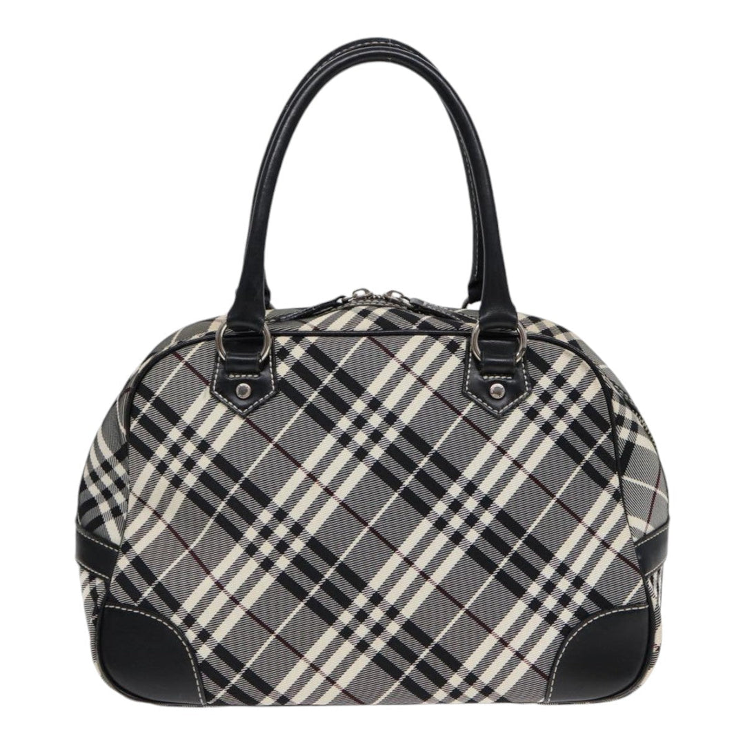 Burberry Nova Check Blue Label Hand Bag Nylon Black Silver Auth yk14350