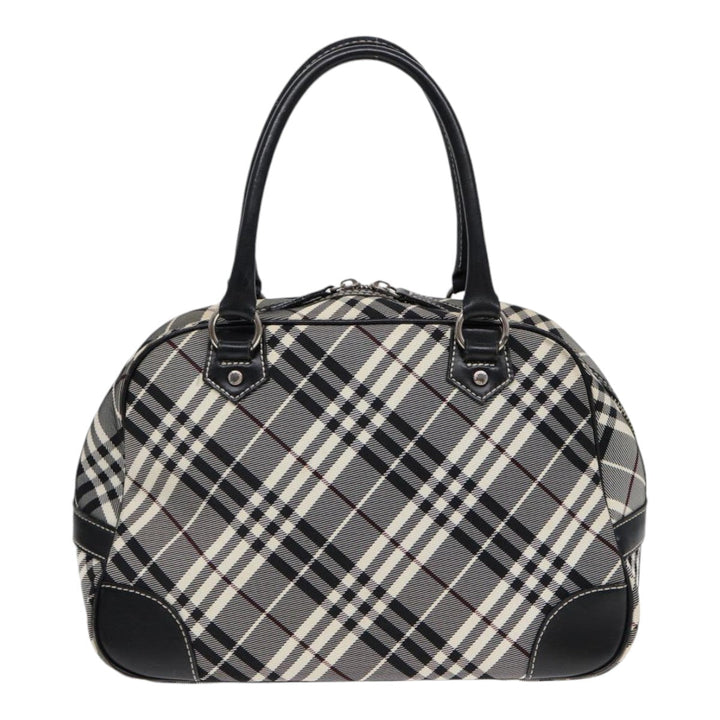 Burberry Nova Check Blue Label Hand Bag Nylon Black Silver Auth yk14350