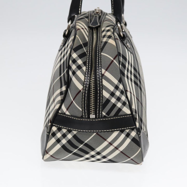Burberry Nova Check Blue Label Hand Bag Nylon Black Silver Auth yk14350