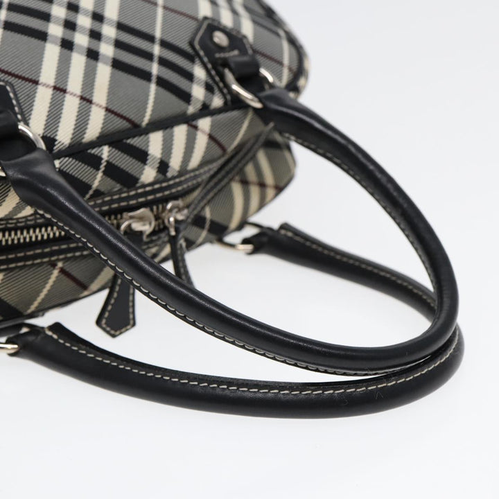 Burberry Nova Check Blue Label Hand Bag Nylon Black Silver Auth yk14350
