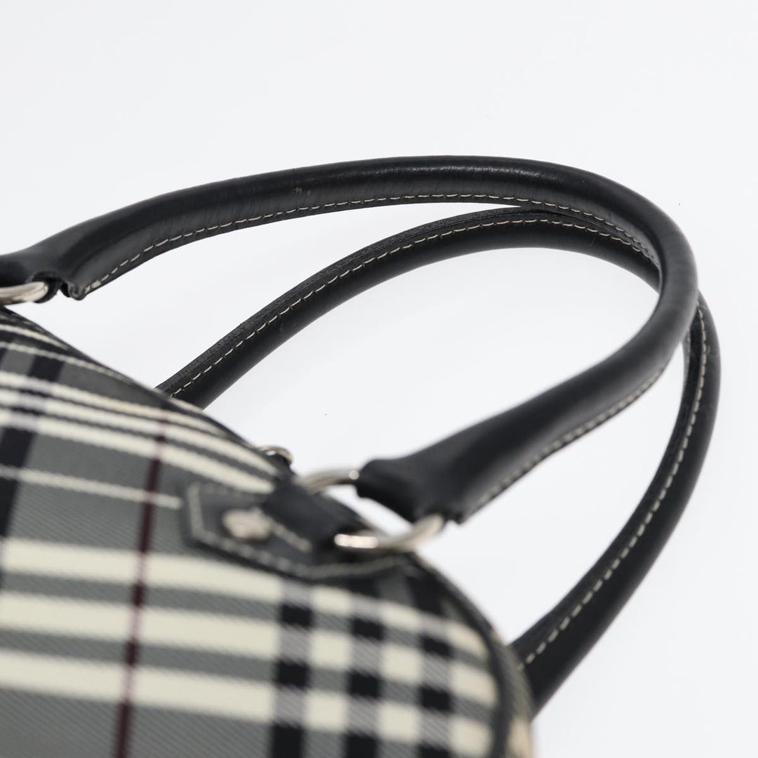 Burberry Nova Check Blue Label Hand Bag Nylon Black Silver Auth yk14350