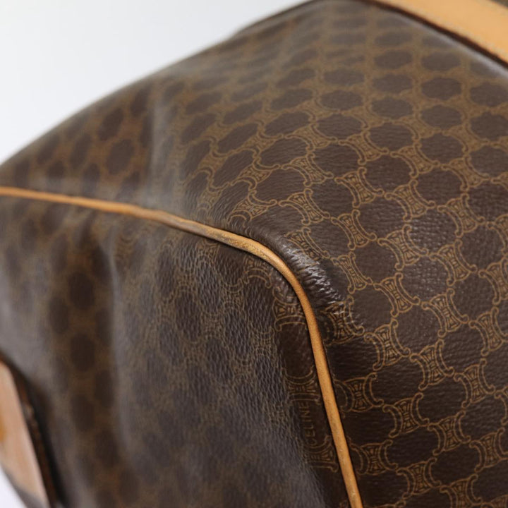 Celine Macadam Canvas Boston Bag PVC Leather Brown Auth yk14397