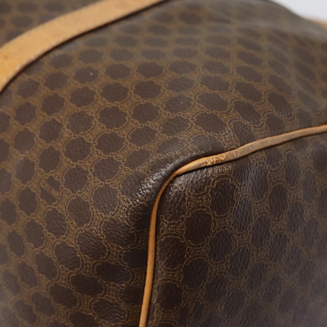 Celine Macadam Canvas Boston Bag PVC Leather Brown Auth yk14397