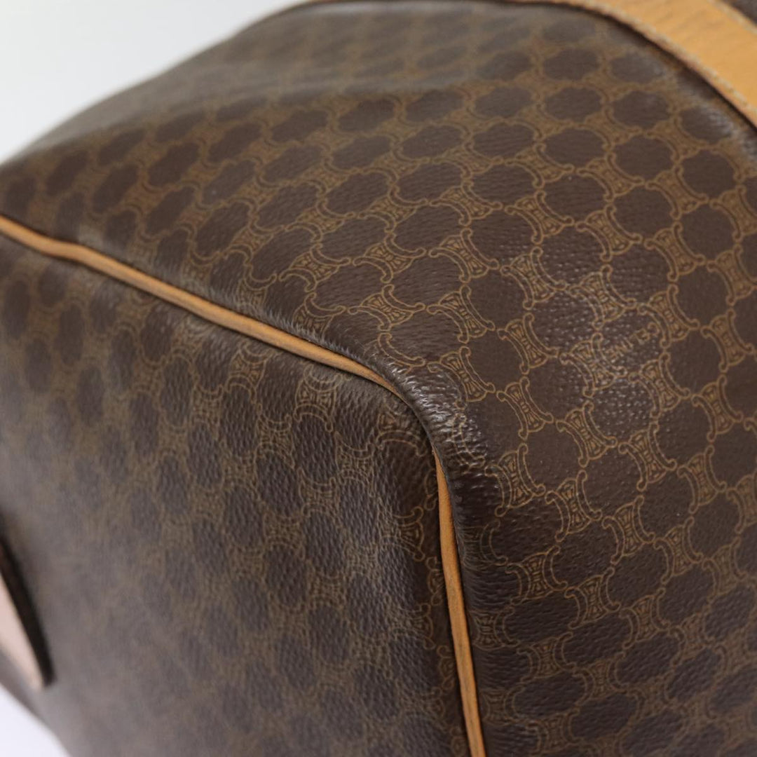 Celine Macadam Canvas Boston Bag PVC Leather Brown Auth yk14397