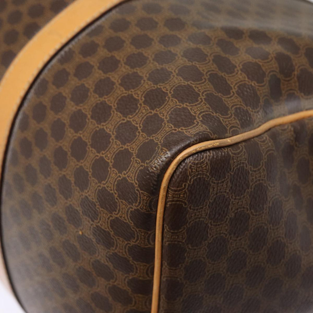 Celine Macadam Canvas Boston Bag PVC Leather Brown Auth yk14397