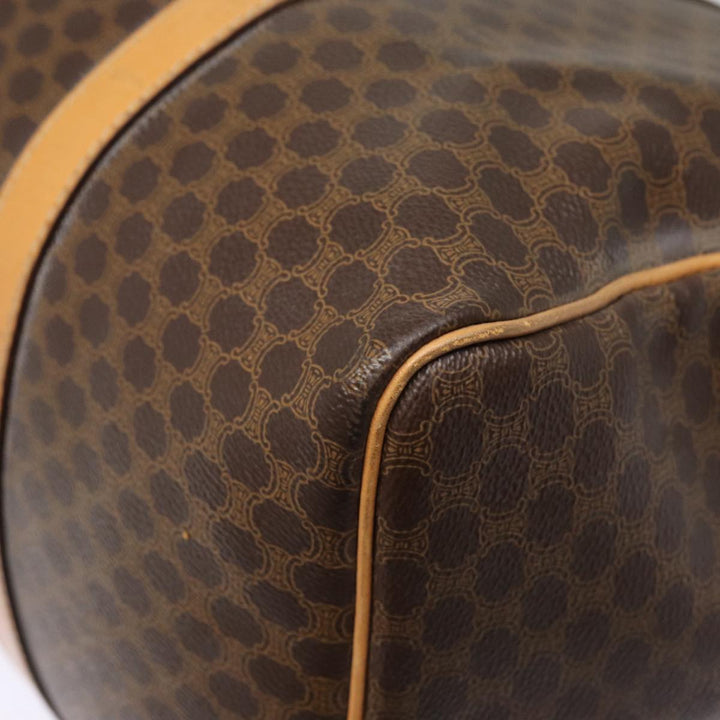 Celine Macadam Canvas Boston Bag PVC Leather Brown Auth yk14397