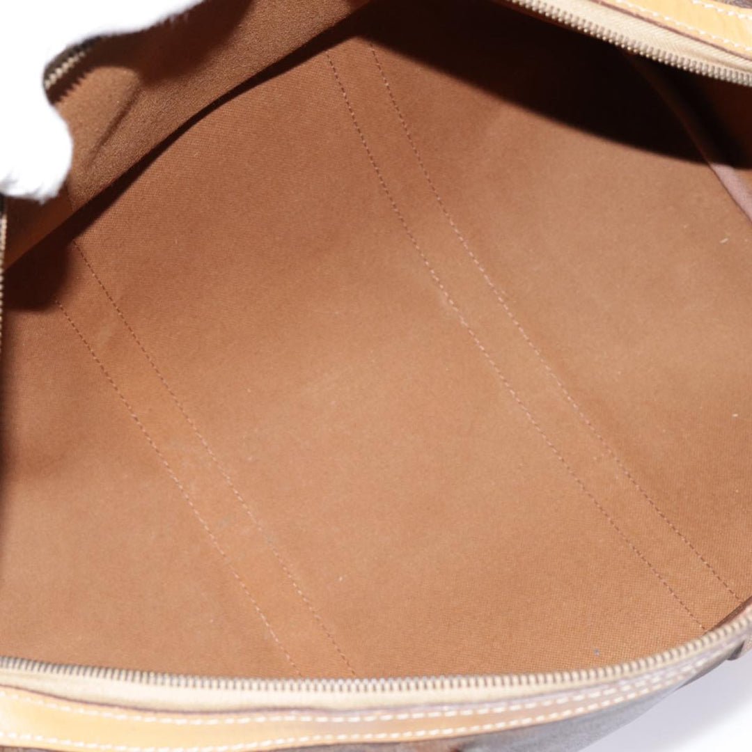 Celine Macadam Canvas Boston Bag PVC Leather Brown Auth yk14397