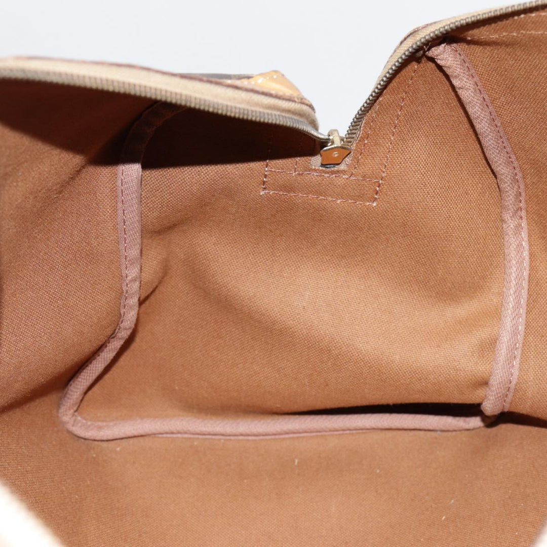 Celine Macadam Canvas Boston Bag PVC Leather Brown Auth yk14397