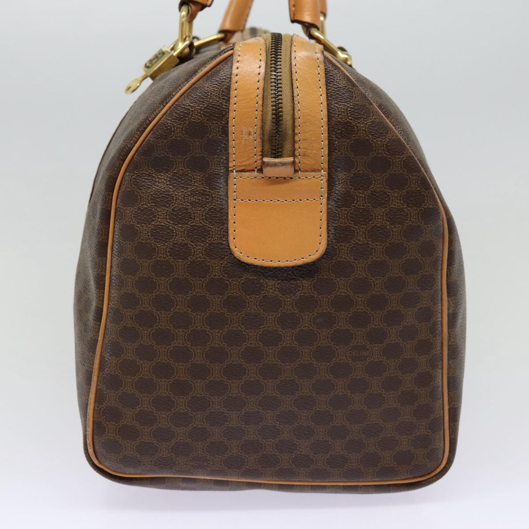 Celine Macadam Canvas Boston Bag PVC Leather Brown Auth yk14397