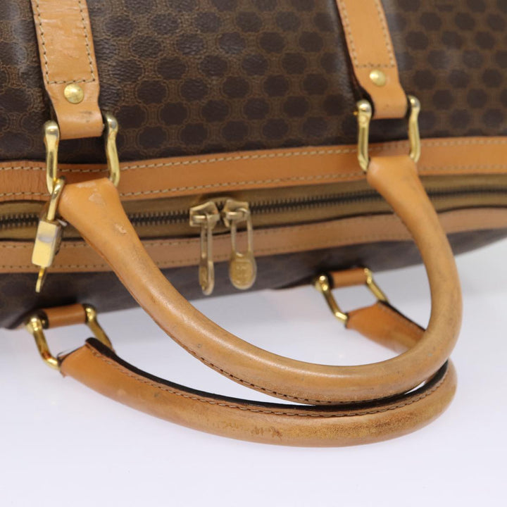 Celine Macadam Canvas Boston Bag PVC Leather Brown Auth yk14397