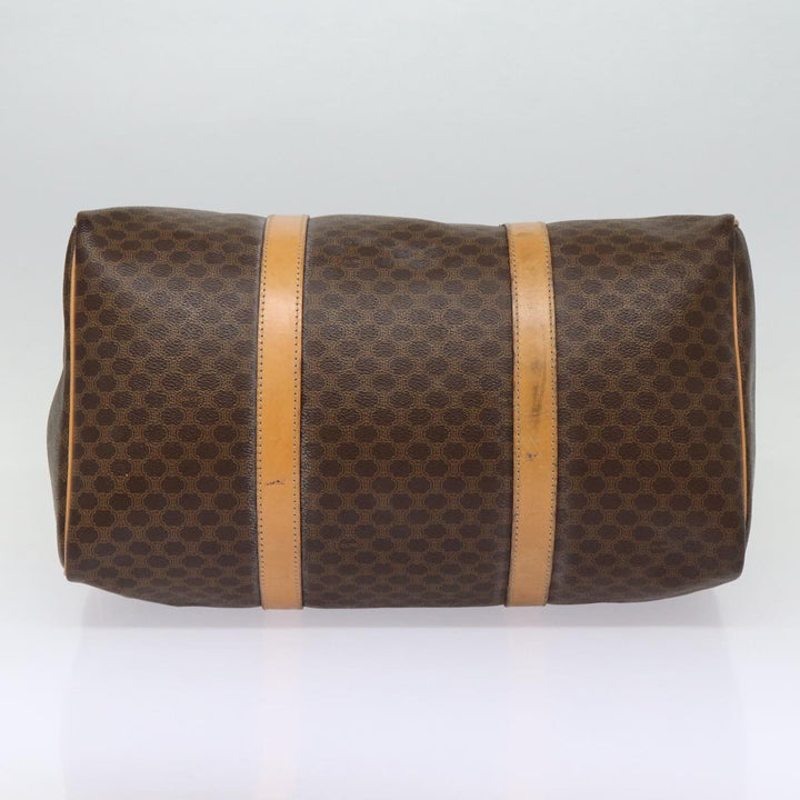 Celine Macadam Canvas Boston Bag PVC Leather Brown Auth yk14397