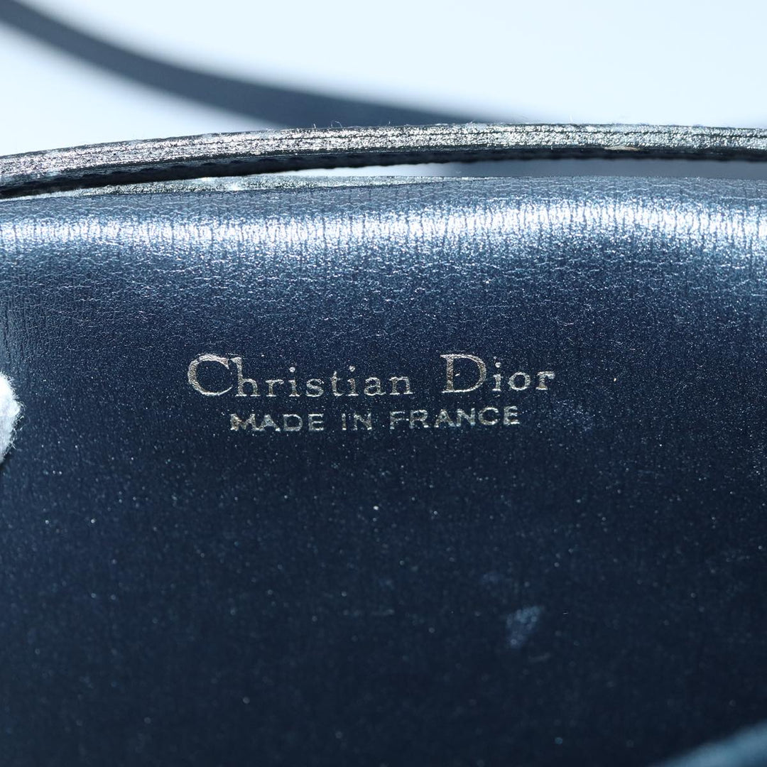 CHRISTIAN Top quality Dior Shoulder Bag Leather Navy Gold Auth yk14399