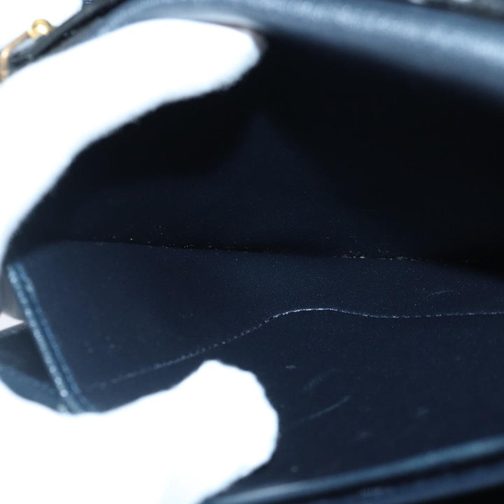 CHRISTIAN Top quality Dior Shoulder Bag Leather Navy Gold Auth yk14399