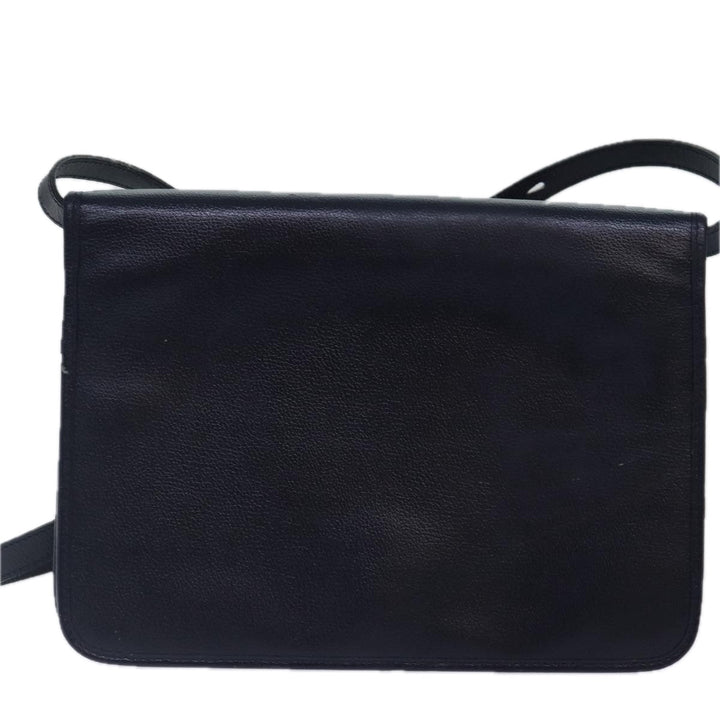CHRISTIAN Top quality Dior Shoulder Bag Leather Navy Gold Auth yk14399